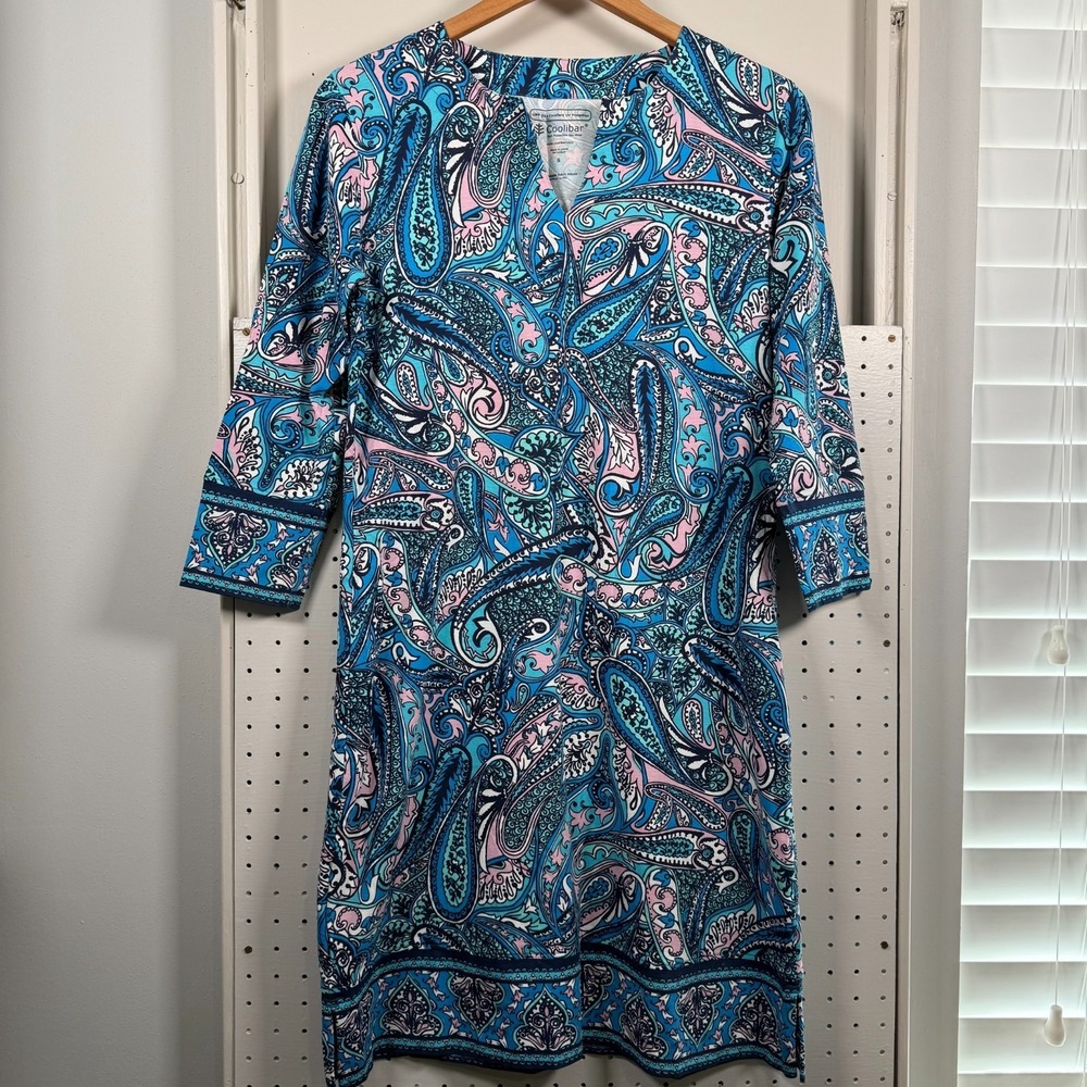 Coolibar Oceanside‎ Tunic Dress Women's Paisley Print Sun Protection - Small